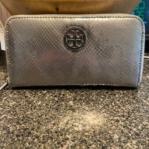 Tory Burch Snakeskin Zip Continental Wallet